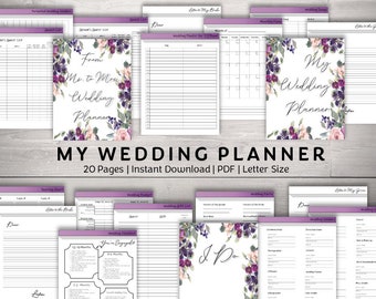 Minimalist 20 Page Wedding Planner, Printable Wedding Planner Pages , Letter Size Wedding Checklist, Wedding Plan Bundle | PDI SKU P00052