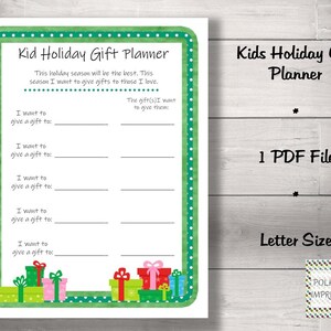 Kid Holiday Gift Planner, Great for Kids to Plan Out Their Gifts Giving for the Holidays, PDI SKU H00009
