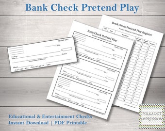 Bank Check Pretend Play | Educational Play Bank Checks | Pretend Play Check with Bank Check Register PDI SKU C00001