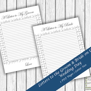 Brief an meinen Bräutigam und Braut, druckbare Liebesbriefe, DIY Hochzeitstag Geschenk, liebevolles Geschenk für Bräutigam, PDI SKU P00042