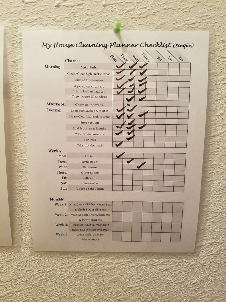 My Laminated House Cleaning Planner Schedule & Checklists Helps With