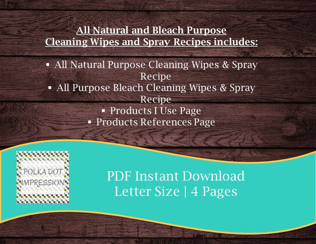 All Natural and Bleach Purpose Cleaning Wipes and Spray Recipe Etsy