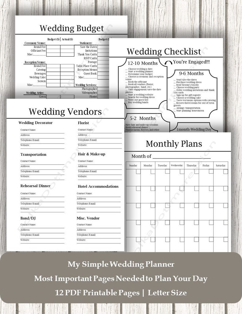 Neat & Simple Wedding Planner Printable Wedding Planner PDF - Etsy Canada