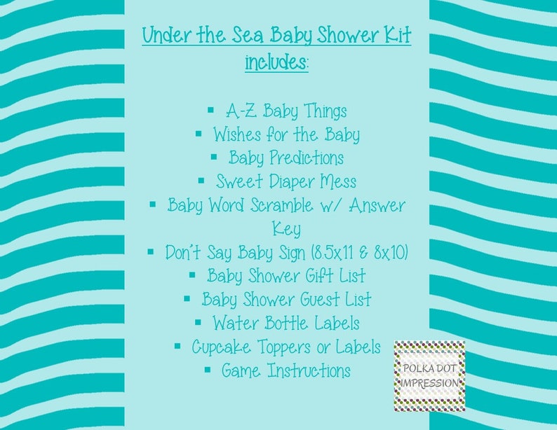 Under the Sea Themed Baby Shower Games Kit Baby Shower Games Etsy