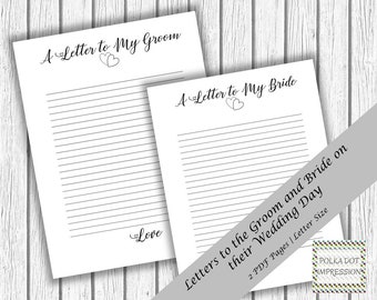 A Letter to My Bride and Groom, Perfect Wedding Day Gift, Romantic Wedding Surprise, Love Notes to Bride and Groom, PDI SKU P00036