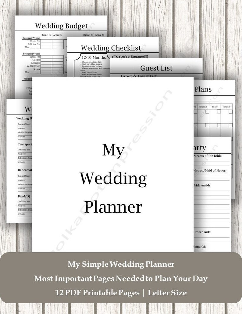 Neat & Simple Wedding Planner Printable Wedding Planner PDF - Etsy