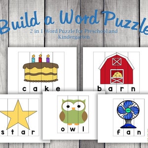 Build My Word 2 in 1 Puzzle for Preschool and Kindergarten | Printable Word Spelling Puzzle for Toddlers | PDI SKU C00003