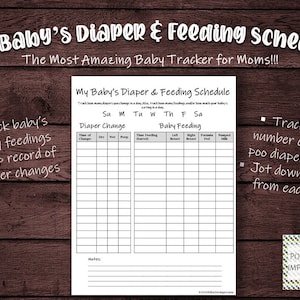 My Baby’s Diaper and Feeding Schedule, Track Baby Daily Intake, Record Baby Diaper Changes, Nanny Daily Log, PDI SKU T00002