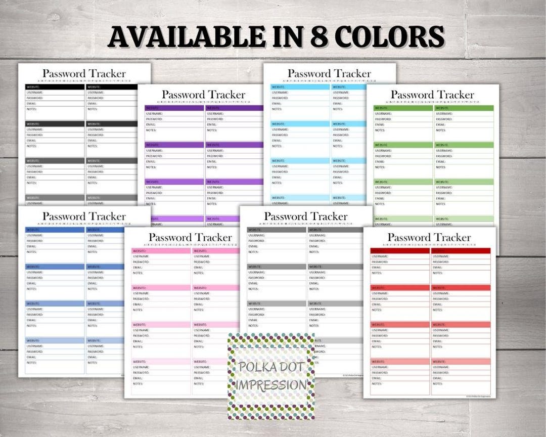 Password Tracker Printable | Editable Login Organizer | Digital ...