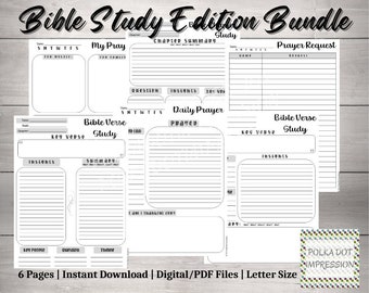 Bible Study Edition Bundle, Christian Planner, Prayer Journal, Faith-Based Guide, Bible Reflection Planner, Study Log, PDI SKU P00089