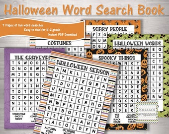 Halloween Word Search Book for Children | Holiday Learning Worksheets | Halloween Word Search | Kid Word Letter Search | PDI SKU H00002