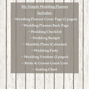 Neat &amp; Simple Wedding Planner, Printable Wedding Planner PDF, Wedding ...