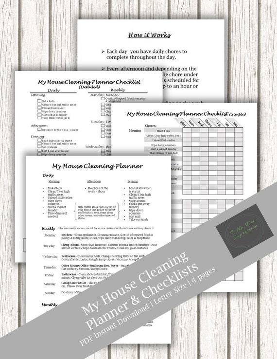 my house cleaning planner schedule checklists organized cleaning lists stress free clean kit simple chore list detailed deep cleaning housecleaning lists