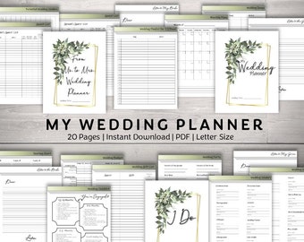 Printable Wedding Planner Pages , 20 Page Easy To Use Wedding Planner, Printable Wedding Checklist, Wedding Plan Bundle | PDI SKU P00056