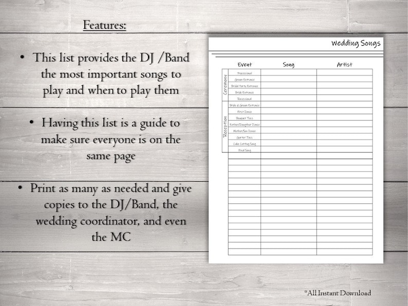 Wedding Songs List| Printable Song List| Music Management| DJ Playlist ...