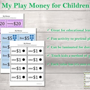 My Play Money for Children | Pretend Play Money for Kids | Educational Play Money | Teach Children About Money PDI SKU C00010