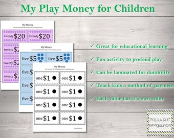 My Play Money for Children | Pretend Play Money for Kids | Educational Play Money | Teach Children About Money PDI SKU C00010
