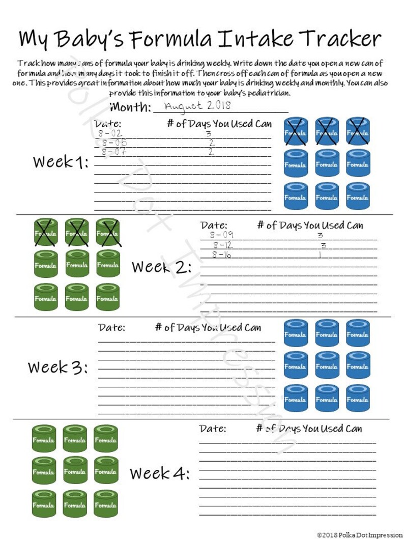 My Babys Formula Intake Tracker Track Your Infants Formula | Etsy