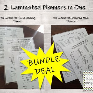 Bundle: Laminated My House Cleaning Planner and Laminated My Grocery & Meal Planner Bundle | House Cleaning Schedule | PDI SKU B00002
