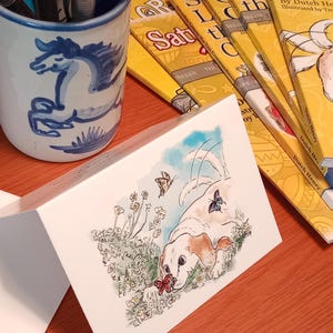 Cartes de voeux fantaisistes sur le thème des chiens, cartes de remerciement florales, cartes pour amoureux des chiens, voeux d'anniversaire, lot de 1 à 50 pièces