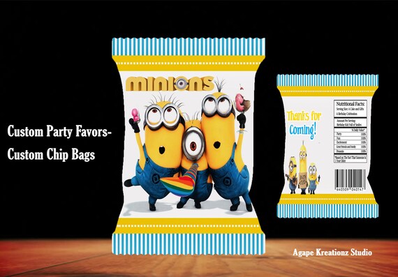 Minions Inspired Custom Favor Bags Minions Custom Chip Bags Minions Birthday Party Digital Download