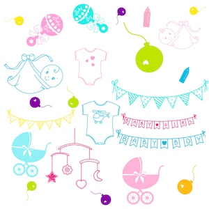 Baby shower procreate brush stumps set - for commercial use, personal use. Instant download