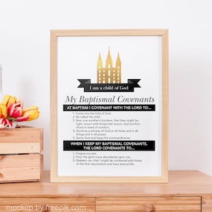LDS My Baptismal Covenants - LDS Baptism Print - LDS Blue Baptismal ...