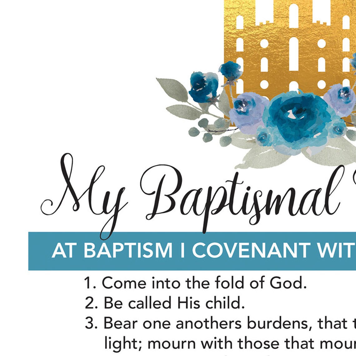 LDS My Baptismal Covenants Promise Printable Gift Idea Etsy