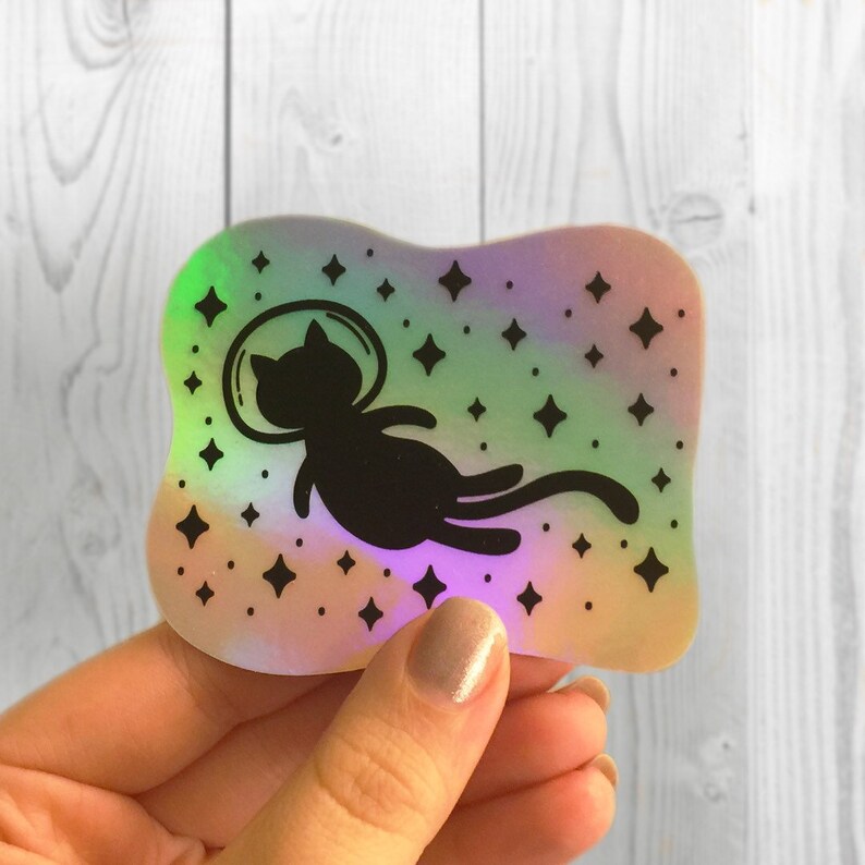 Cat Sticker Holographic Space Cat Decal Holographic Kitty | Etsy