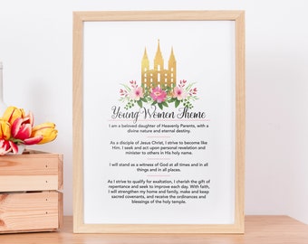 LDS Young Women Theme - LDS Young Women Print - LDS Young Women Theme printable - lds young women gift - lds pink floral yw theme - Lds gift