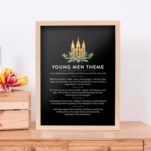 Modern LDS Young Men Theme - LDS Young Men Print - LDS Young Men Theme printable - lds young men + boys primary gift - greenery black theme