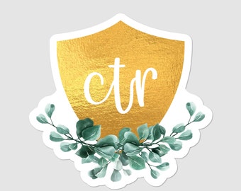 LDS Choose The Right Green Eucalyptus Sticker | waterproof lds sticker | LDS CTR Shield Sticker | Come Unto Christ Decal | lds primary gift
