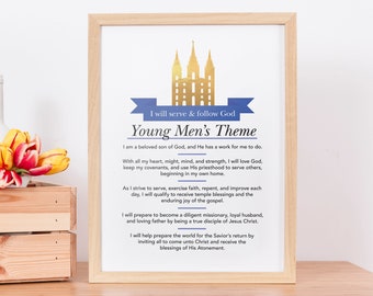 HLT Updated Young Men's Theme - LDS Young Mens Print - LDS Young Mens Theme printable - lds junge Männer Geschenk - lds blaues Banner ym Thema