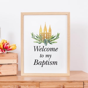 LDS Welcome to my Baptism - LDS Baptism Print - LDS Baptism Entry Decor Printable - lds Baptism Gift Print - Green Laurel Themed Baptism lds