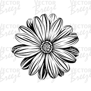 Vector Flower Gerbera Daisy Original Floral Graphic Digital File Instant Download DXF SVG EPS