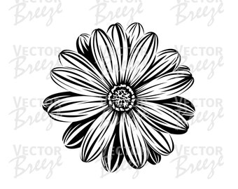Vector Flower Gerbera Daisy Original Floral Graphic Digital File Instant Download DXF SVG EPS