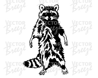Cute Raccoon Vector Graphic, Original Illustration (SVG, EPS, DXF)