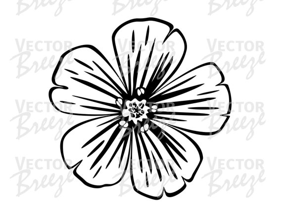Download Five Petals Flower In Light Original Illustration Vector Etsy