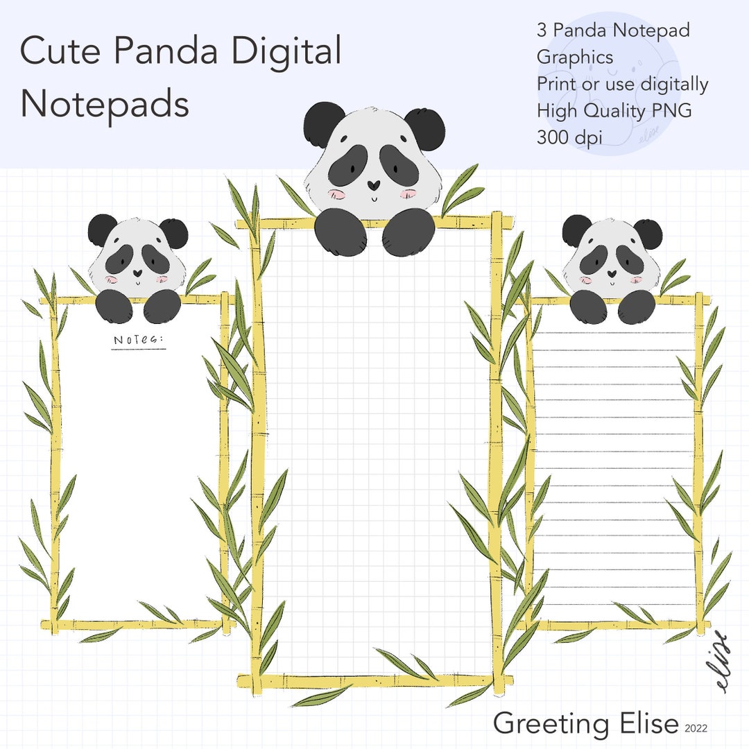 Cute Panda Notepad, Digital Memo Pad, Planner Widgets, Digital Notepad ...