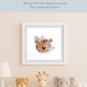 Watercolor Tiger Nursery Print: Jungle Safari Animal Art (Digital Download 12x12)