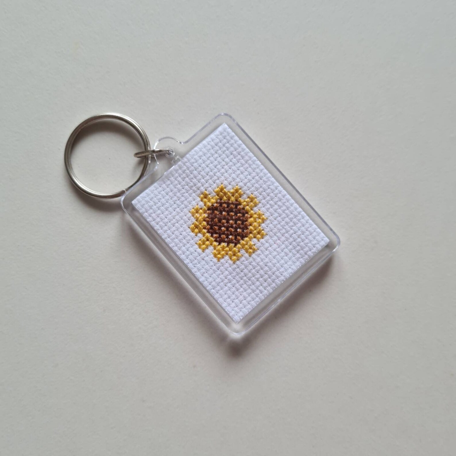 Cross Stitch Keyring Sunflower Keyring Keyring Flower Etsy UK