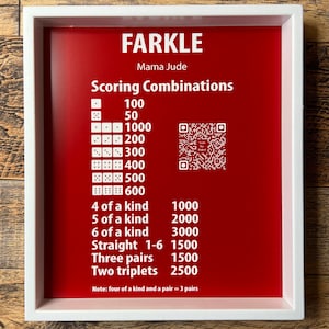 Farkle Dice Tray, Farkle Game, Personalized Farkle Game, Farkle Game with OPTIONAL QR Code for Rules