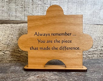 Difference Maker, You Are the Piece That Made the Difference, Mentor Gift, Retirement Present, Coworker Farewell Gift