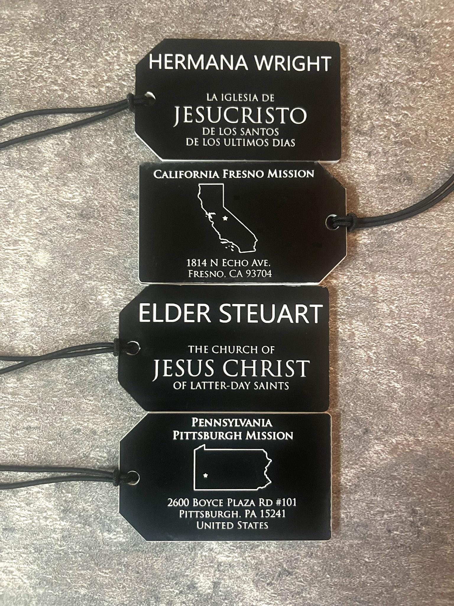LDS Missionary Luggage Tag, Missionary Luggage Tag, Mormon Missionary Luggage Tag, Customized Luggage Tag