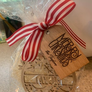 Set of 5 Christmas Gift Tags, Stocking Tags, Christmas Name Tags, Personalized Christmas Wood Name Tags, Custom Tags, Christmas Name Tags