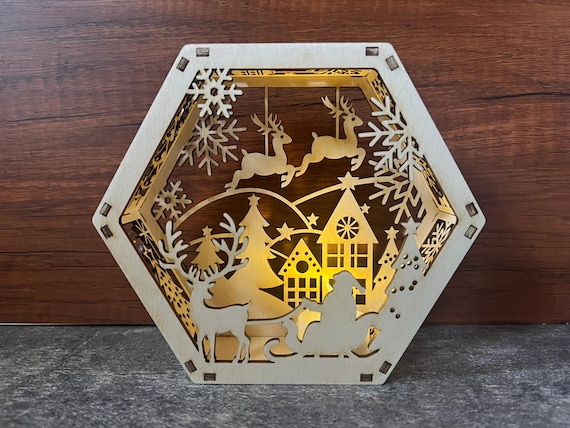 3D クリスマス ランタン、六角形のライト付きクリスマス ランタン