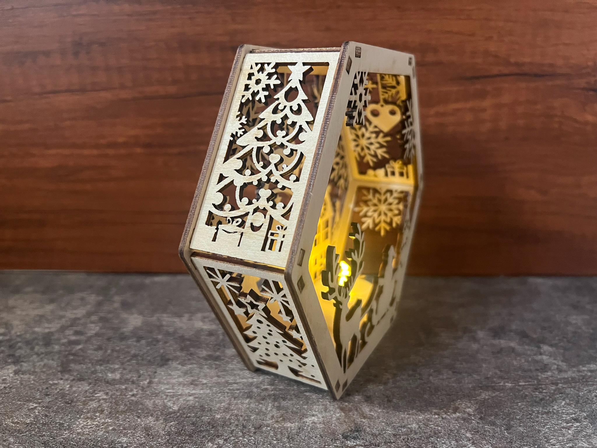 3D クリスマス ランタン、六角形のライト付きクリスマス ランタン