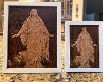 Christus Wood Engraving, Christus Engraving, Framed Christus, Laser Engraved Christus on Hardwood, LDS Christ, LDS Christus