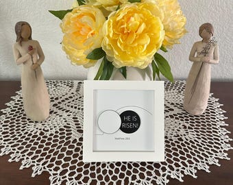He is Risen, Easter Theme Plaque, Matthew 28:6, Easter Gift, Religious Gift