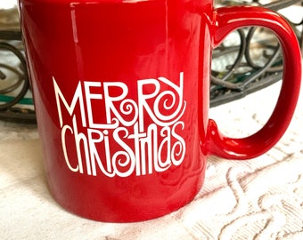 Merry Christmas Mug, Red Merry Christmas Mug,  Christmas Mug Gift